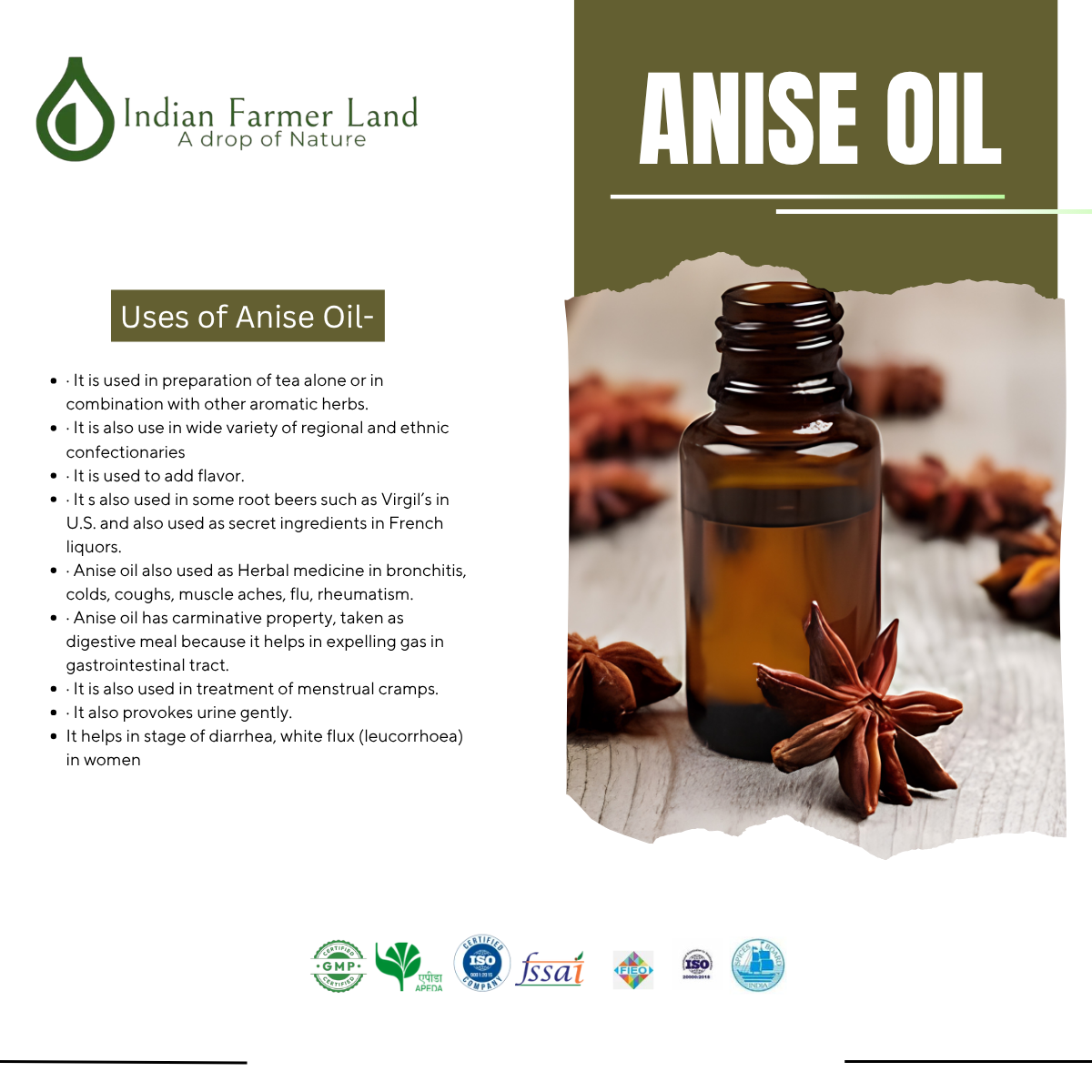 Anise oil - Indian Farmer Land - Essential Oil Manufacturers and Exporters Anise oil