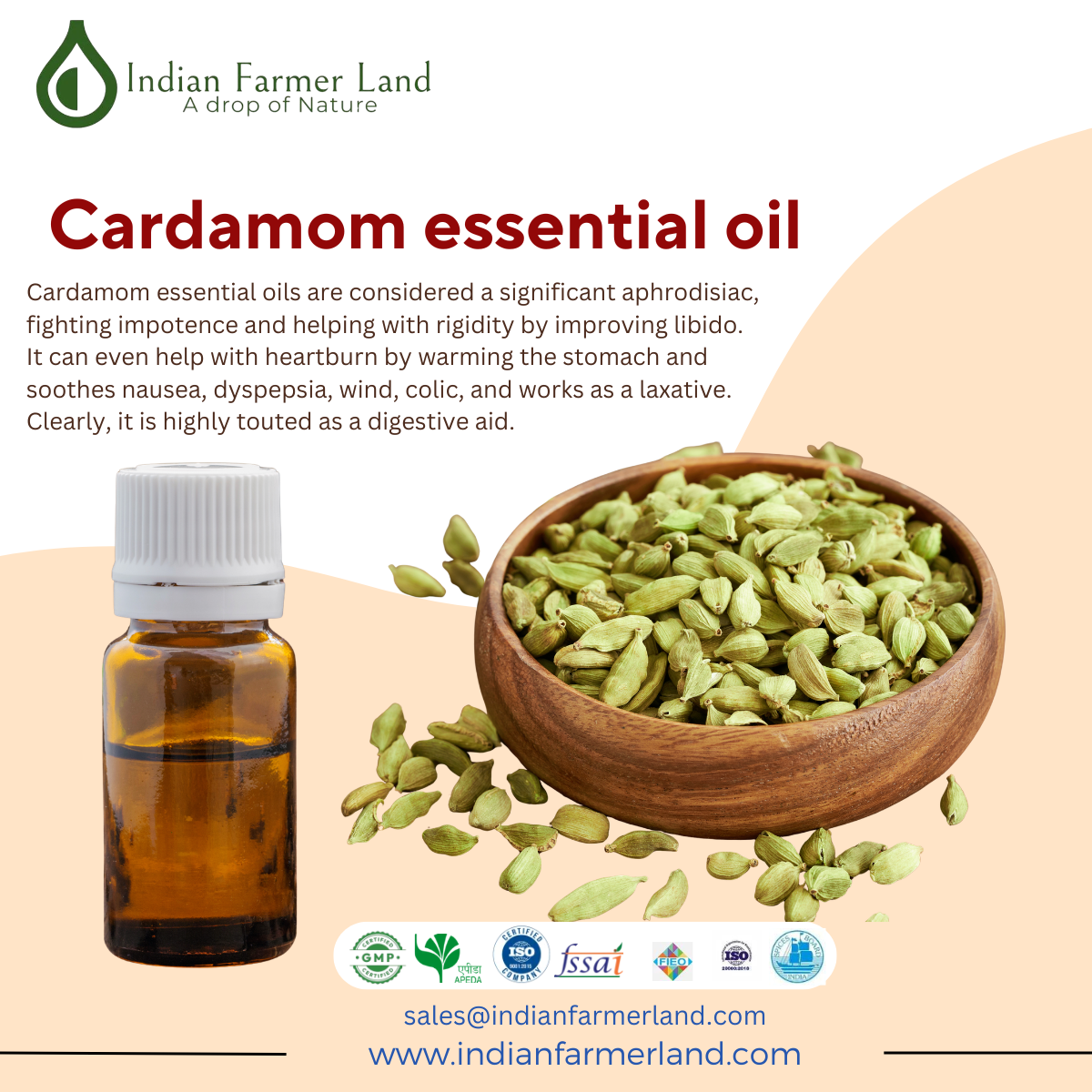 Cardamom Essential Oil - Indian Farmer Land - Essential Oil Manufacturers and Exporters Cardamom Essential Oil