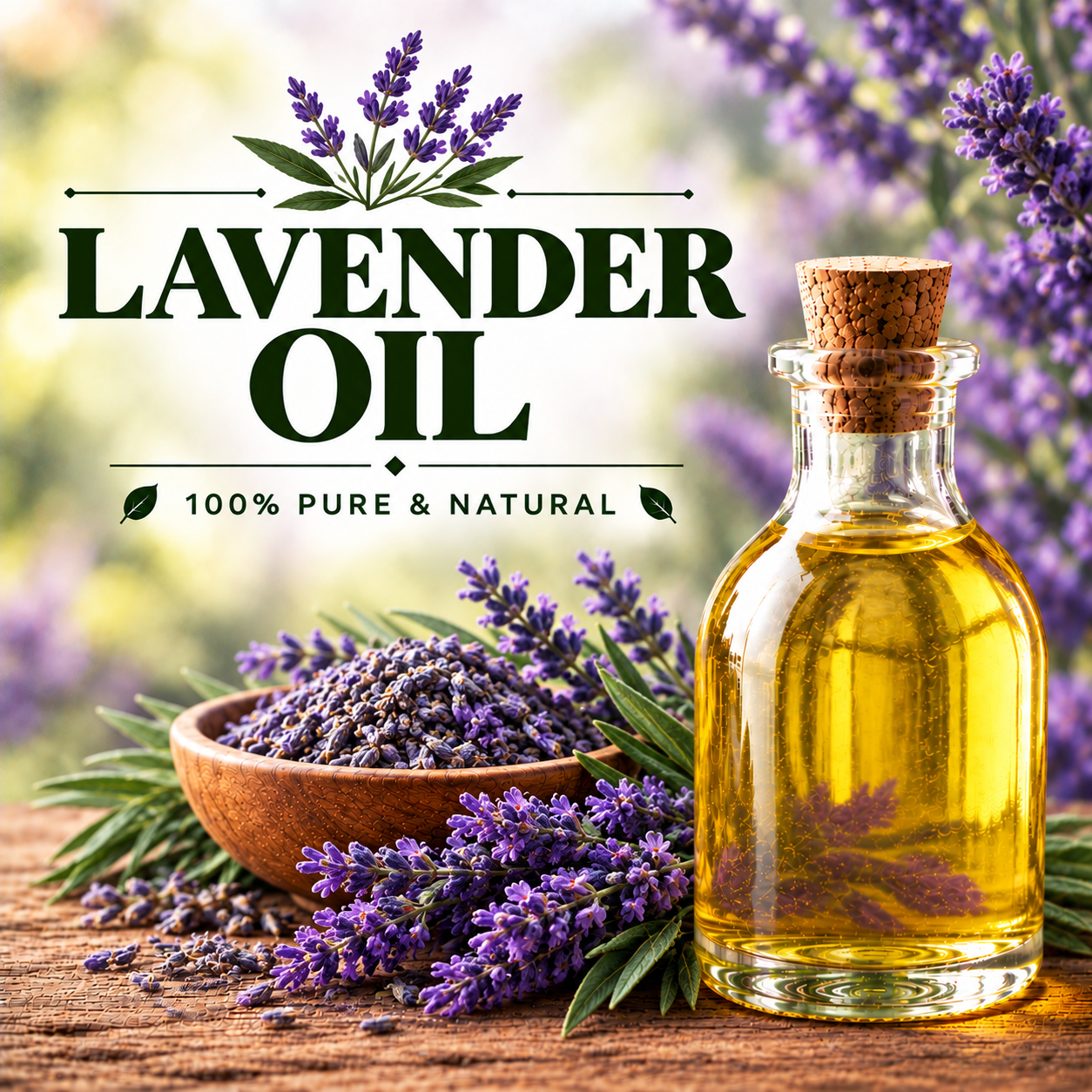 Lavender Oil for Skincare, Hair Care, Cosmetics and Aromatherapy