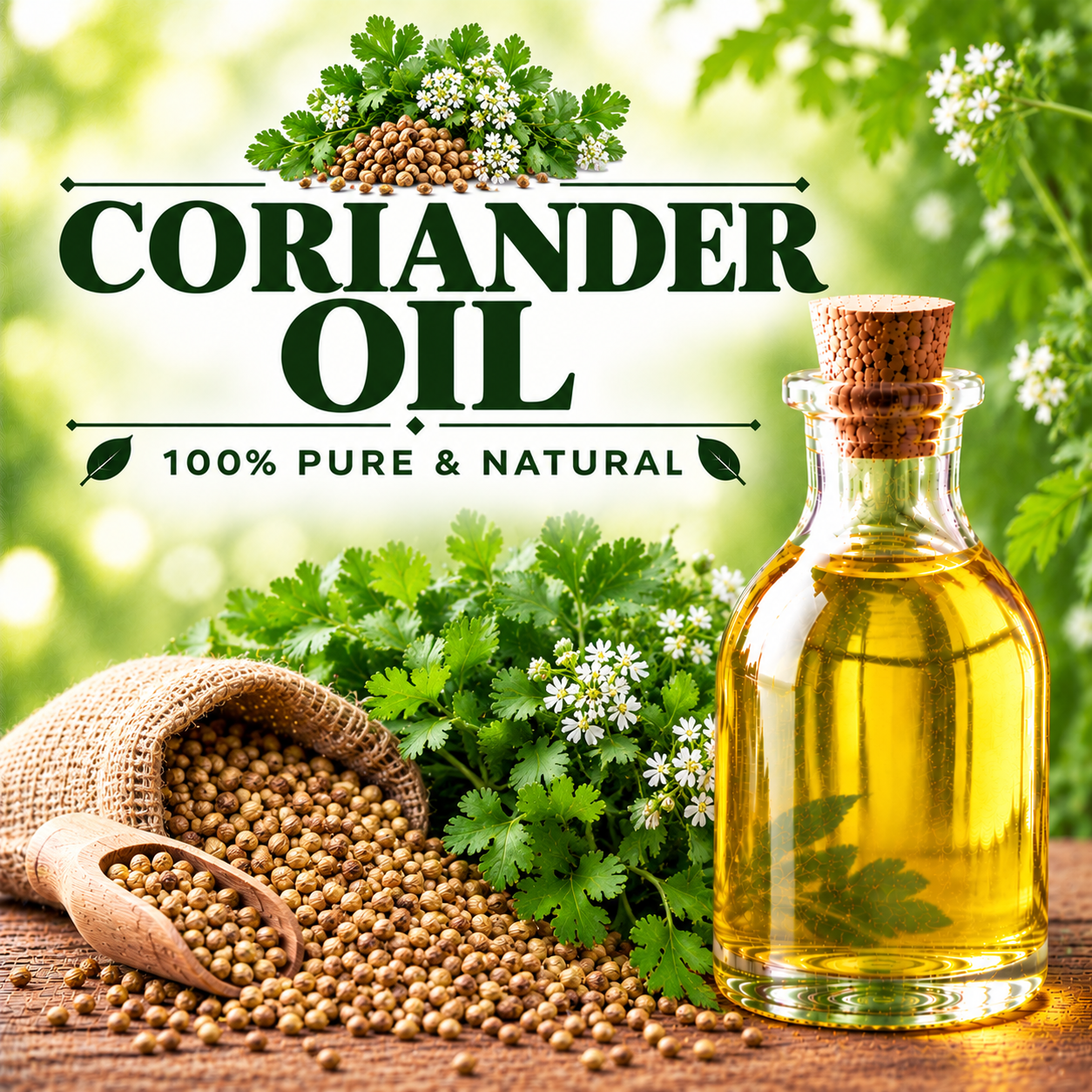 Coriander Oil for Food Flavouring, Fragrance, Cosmetics and Personal Care