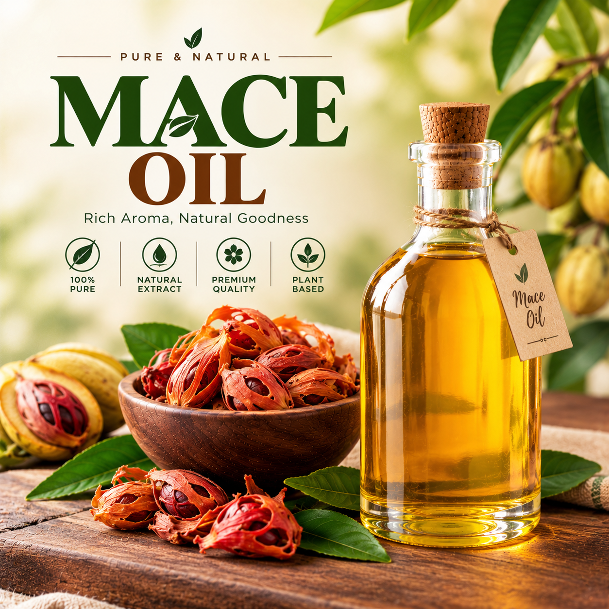 Mace Oil for Food Flavouring, Fragrance, Cosmetics and Personal Care