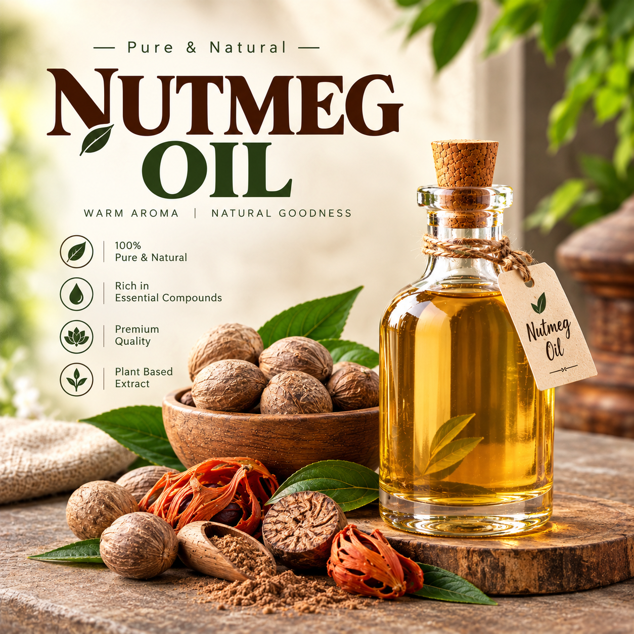 Nutmeg Oil for Food Flavouring, Fragrance, Cosmetics and Personal Care